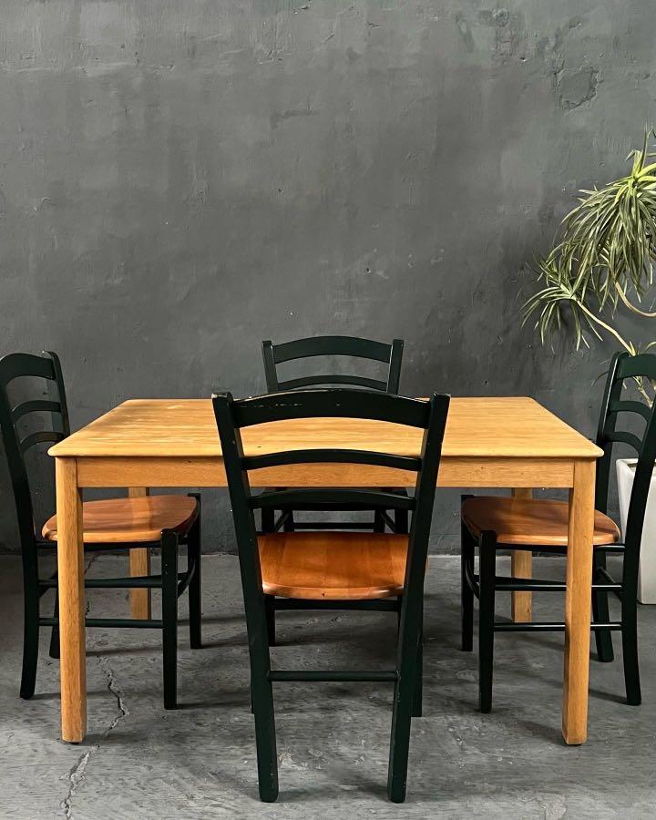vintage rustic farmhouse 4seater dining set, Furniture & Home Living