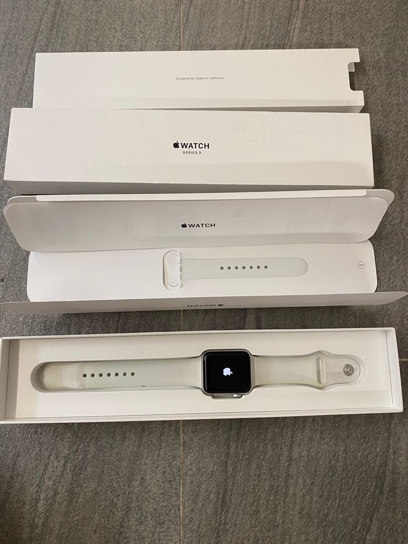 with AppleCare Apple Watch Series 3 GPS 42mm Silver Aluminium Case with White Sport Band