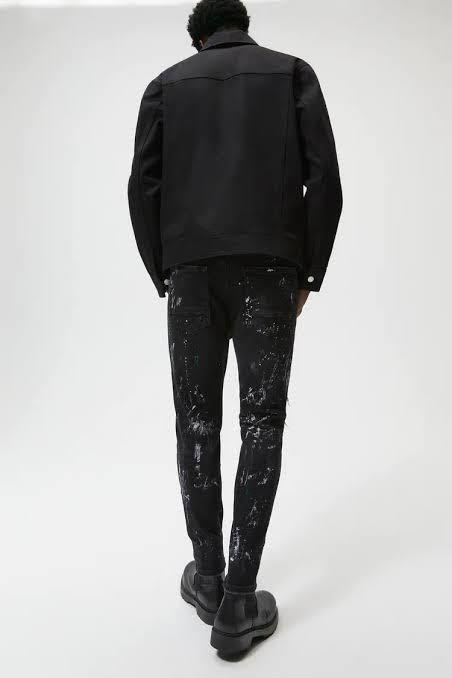 Zara tapered fit paint splatter jeans 