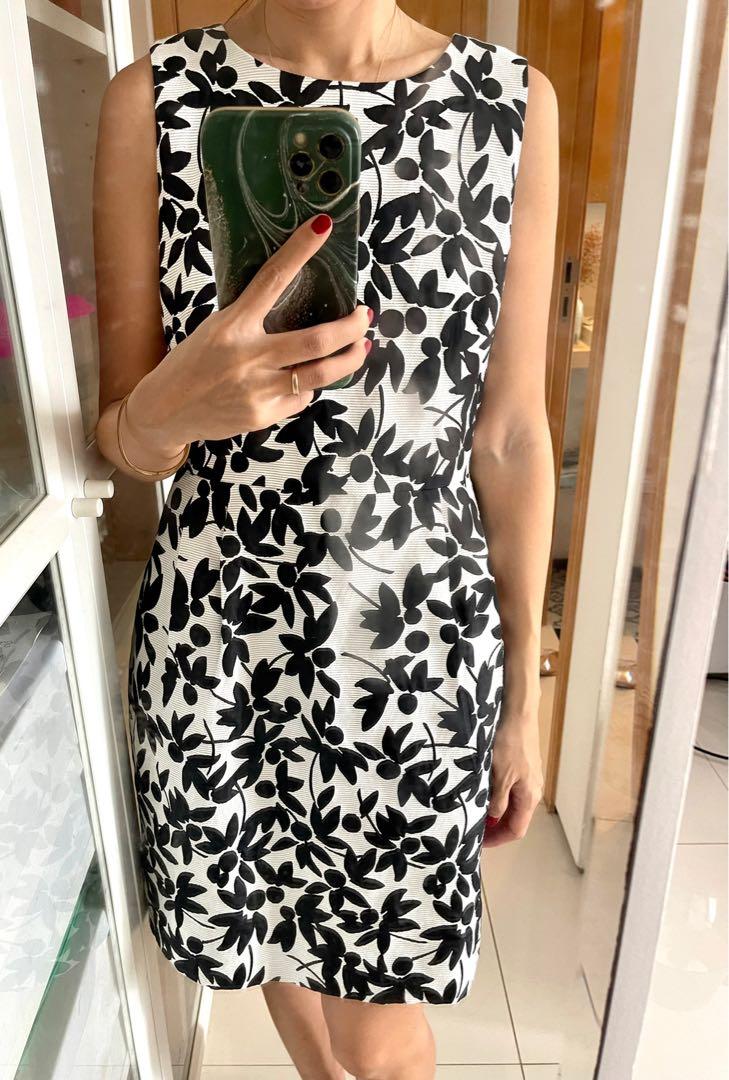 Ann taylor black best sale and white dress