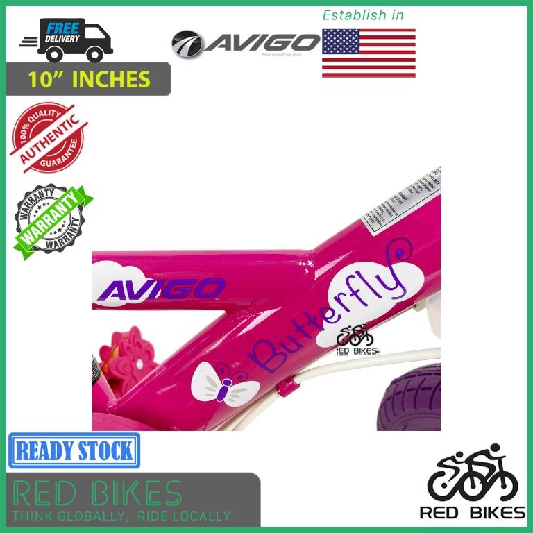 Avigo Butterfly Bike 10 Inch with Canopy Bike Purple Pink 100 Original