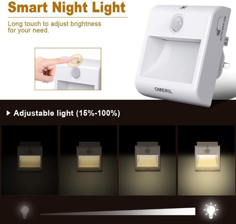 B303 OMERIL LD063 WH LED Night Light 2 Pack Motion Sensor Night Lights Plug in Wall