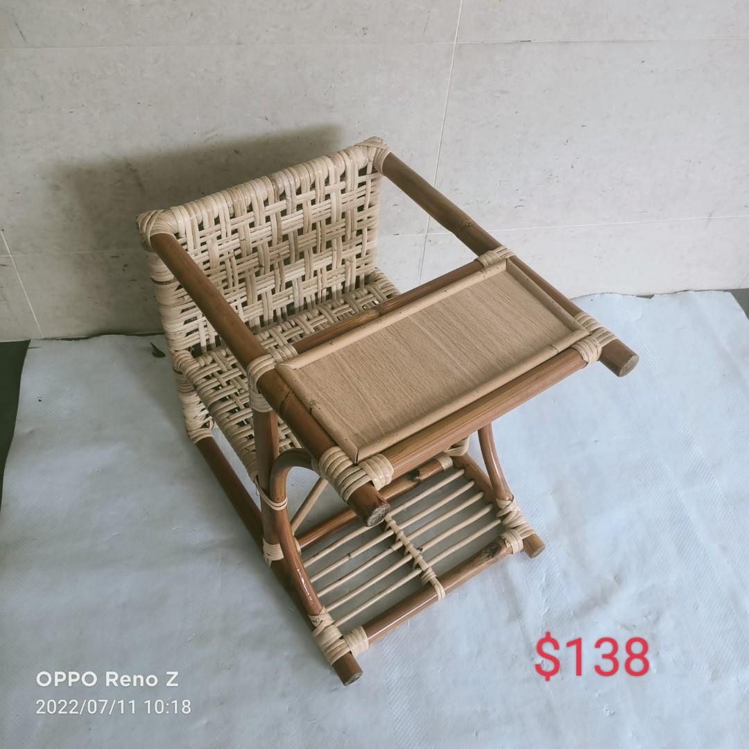 wooden rattan cane baby feeding chair
