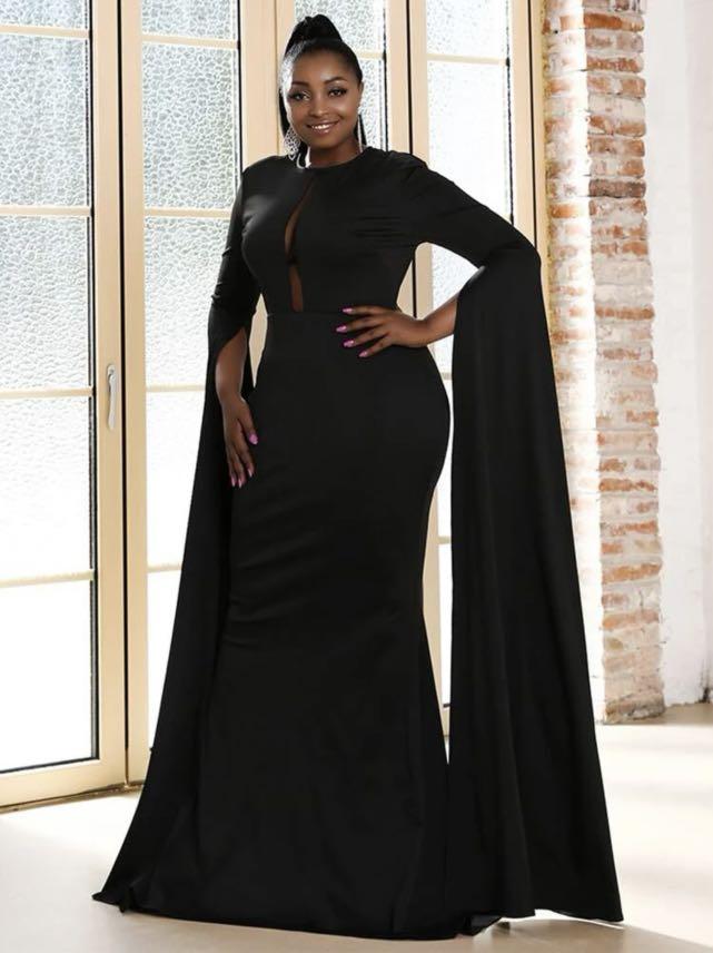 Black prom dress with cheap cape
