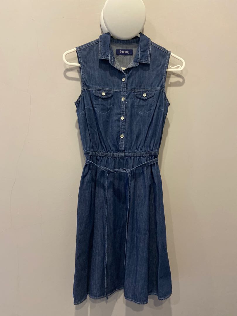 blue sleeveless denim dress, Women's Fashion, Dresses Sets