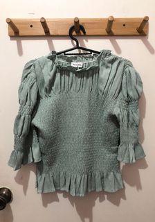 BNWOT Pomelo Mint Smocked Ruffle Top