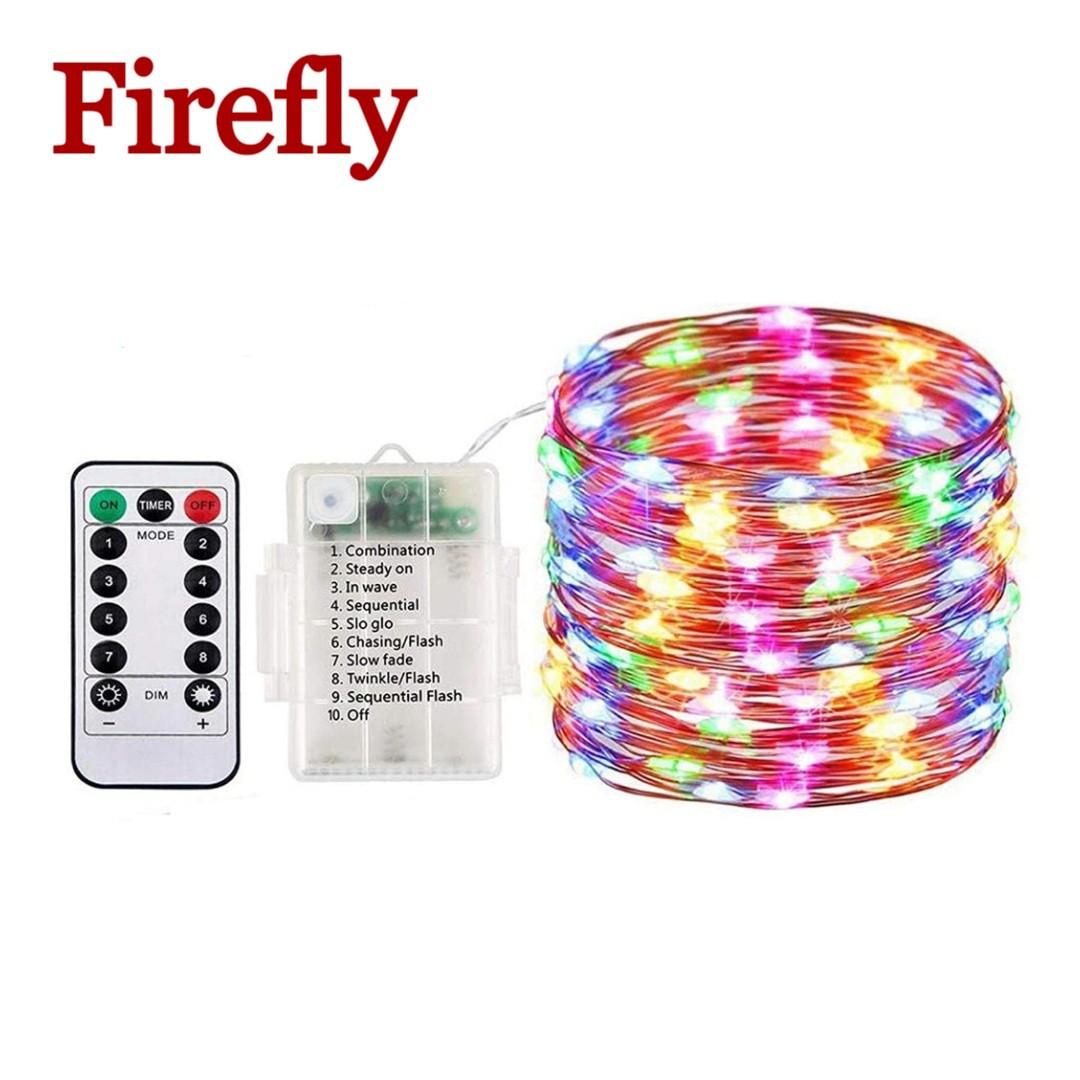 10M 100 LEDs Battery Operated Mini LED Copper Wire String Fairy Lights Remote 