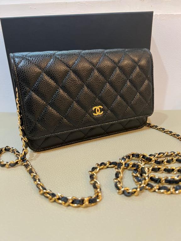 Wallet on chain timeless/classique cloth crossbody bag Chanel Black in  Cloth - 19989655