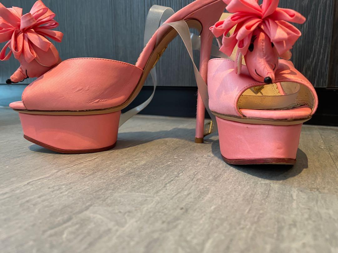Charlotte Olympia pink heels with poodle, Women