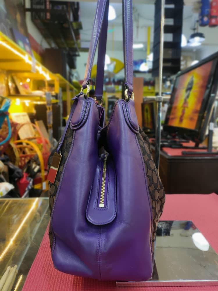 Coach Signature Leopard Print Ocelot Violet Purple 25282 Tote Bag Purse |  eBay