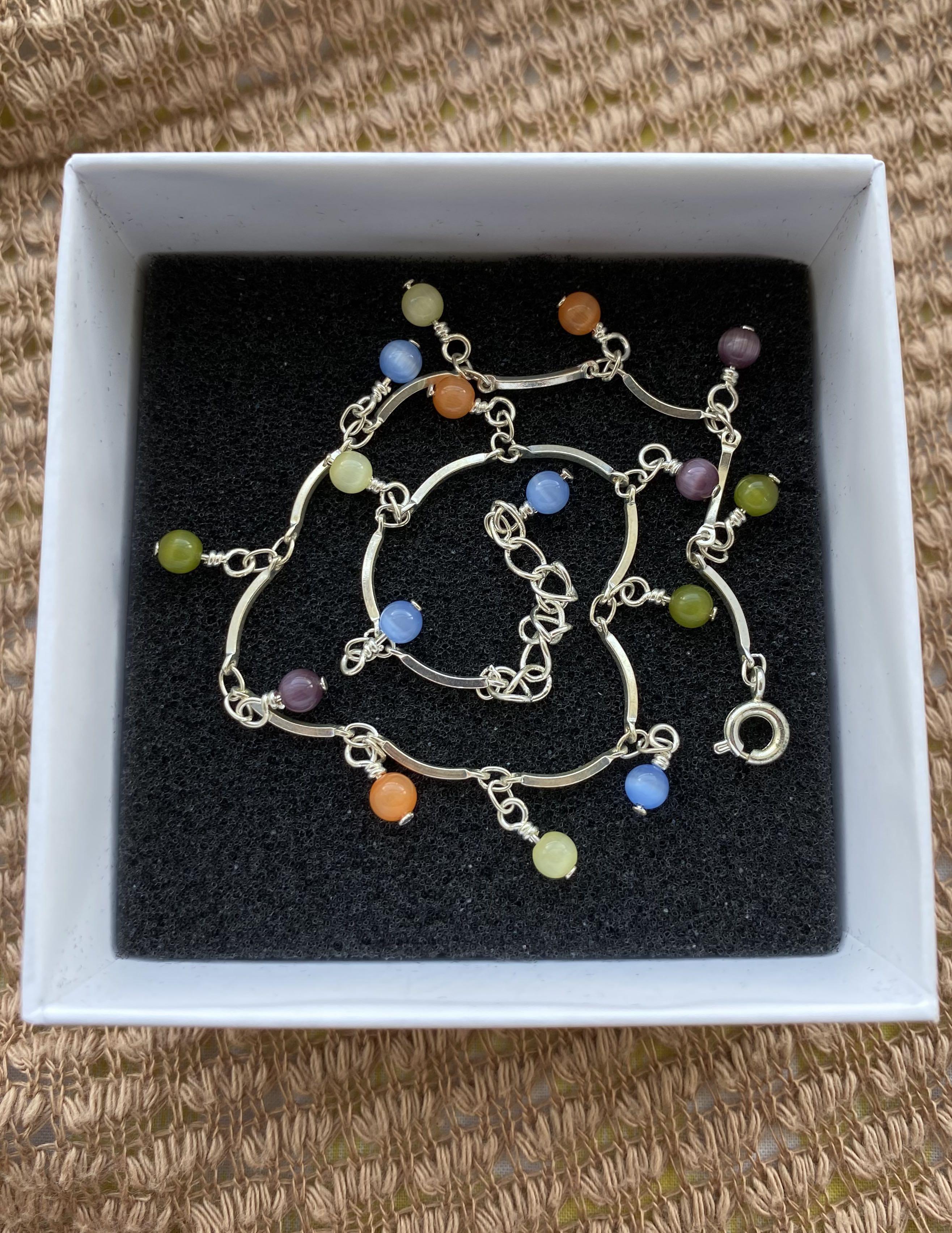 Colorful Dainty Silver Bracelet (Category: Bracelets) located in Pasig City. Submitted by simpleoutfits1 (Listing ID 1172146612, Image 2). Description: Dainty, elegant yet fun - the perfect pop of color to your simple everyday look..
