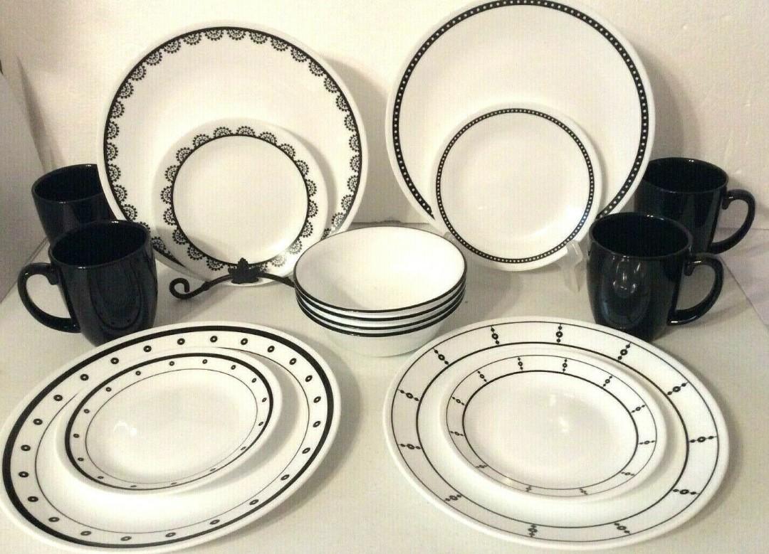 Corelle Classic Collection, Black and white Mix and Match, Furniture - Black Friday Deals On Corelle Dinnerware