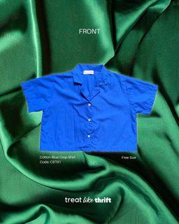 Cotton Blue Crop Shirt