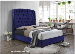 Elegant style  Velvet Fabric Queen size Platform Bed only $598