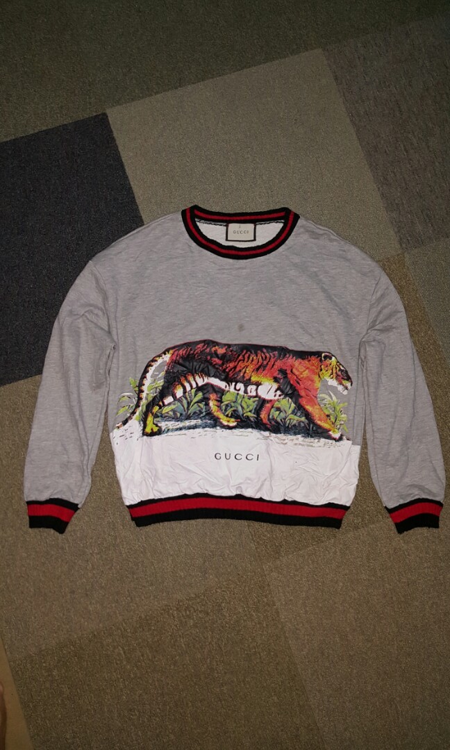Gucci Tiger Print Sweater, Luxury, Apparel on Carousell