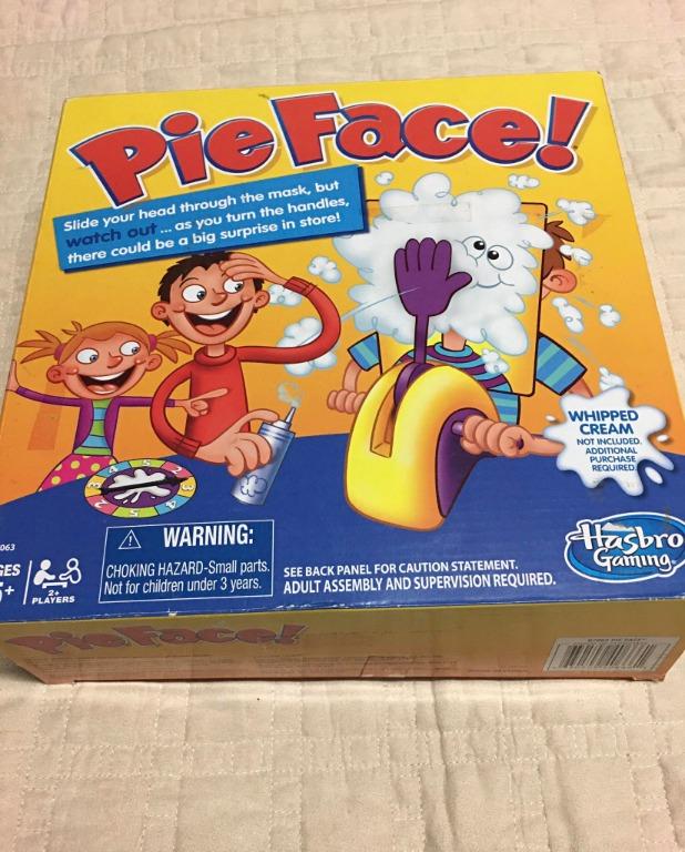 Hasbro Pie Face Board Game (Category: Board Games & Puzzles) located in Taguig. Submitted by Bloomscorner1 (Listing ID 1172150777, Image 1). Description: ✅ Pie face game board - single ✅ contents include: 1 pie thrower, 1 throwing arm, 2 handles, 1 chin rest, 1 splash card mask, 1 spinner ✅ For family and friends fun games.
