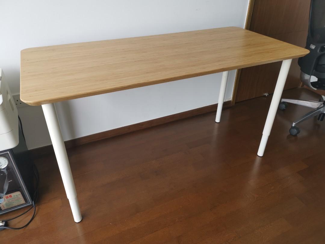 IKEA ANFALLARE tabletop with OLOV height adjustable legs (140cm x 65cm), Furniture & Home Living