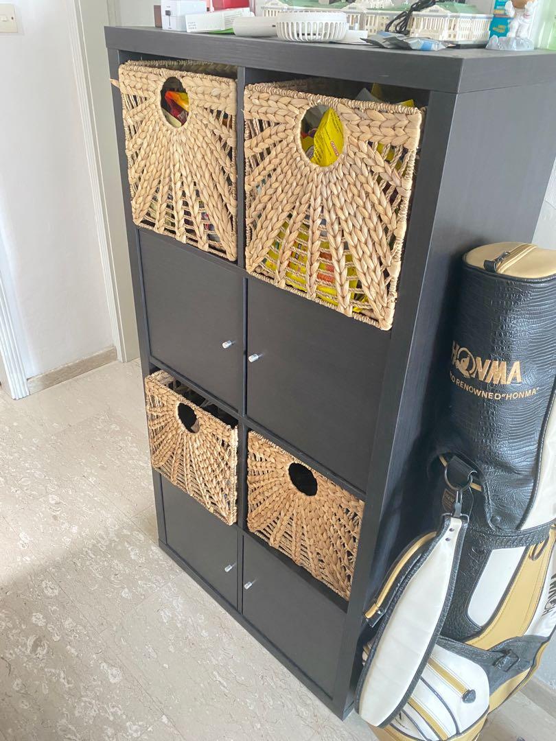 IKEA KALLAX shelf with doors and baskets, Furniture & Home Living, Furniture, Shelves,