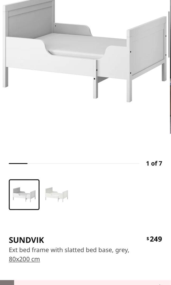 Ikea kids extendable Bed Frame with mattress and canopy, Furniture