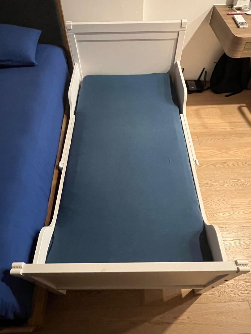 Ikea kids extendable Bed Frame with mattress and canopy, Furniture