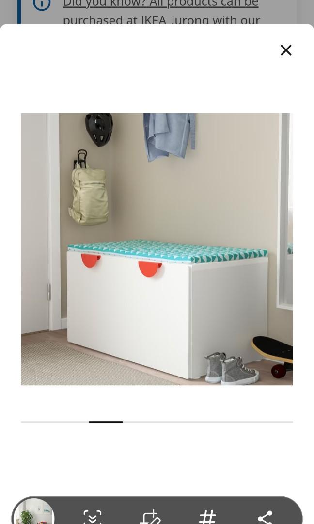 IKEA SMASTAD Bench with toy storage, white/black, Furniture & Home