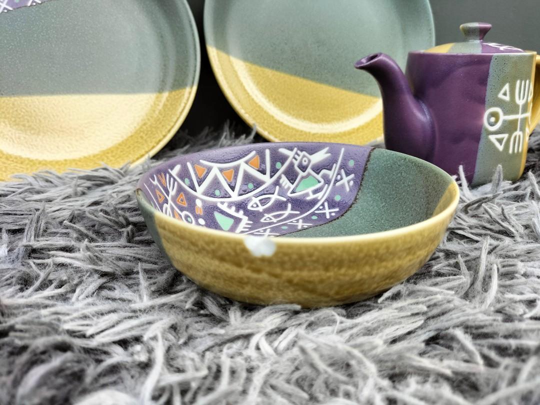 Japanese Stoneware Dinnerware Orient tempura set by Kyuyo Japan