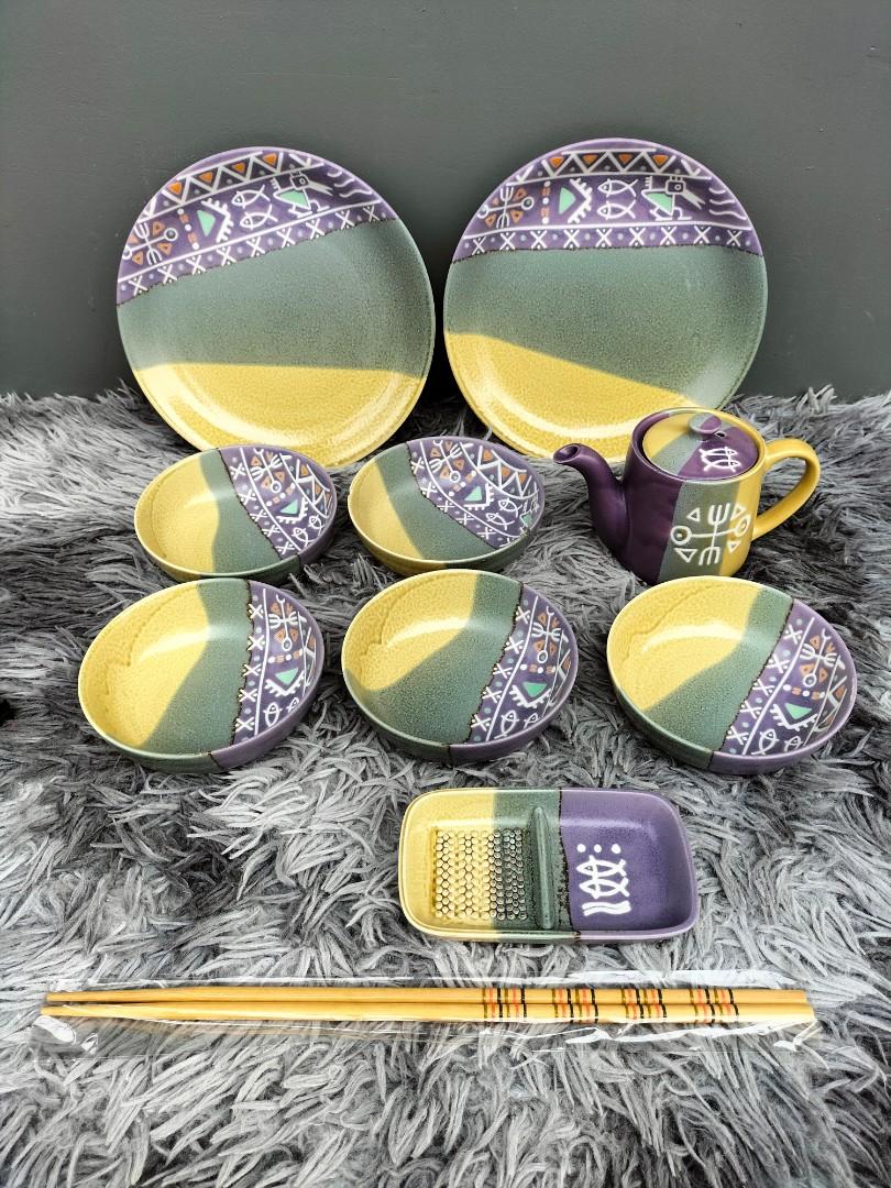 Japanese Stoneware Dinnerware Orient tempura set by Kyuyo Japan