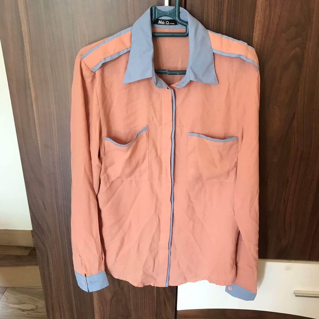 Kemeja tile warna krem pastel, Fesyen Wanita, Pakaian Wanita, Atasan di