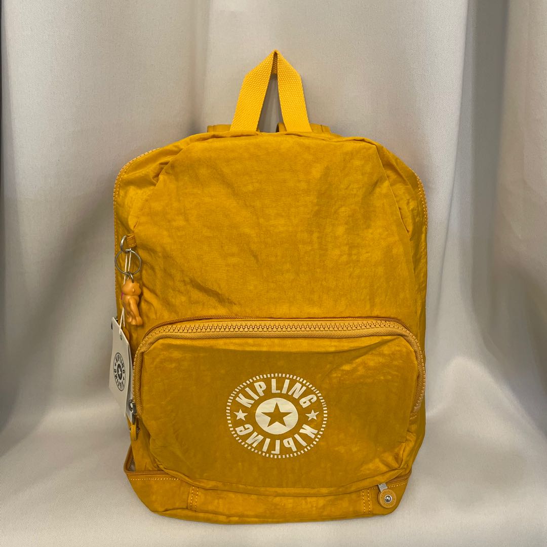 Kipling Convertible Backpack in Mustard Yellow, Women's Fashion, Bags