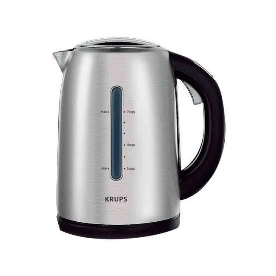 Krups FLF3 electric kettle (Category: Kettles & Airpots) located in Rizal. Submitted by zaldybanan (Listing ID 1172059872, Image 1). Description: 1.6 Liter water capacity, Unique safety lid locking system, Concealed heating element, External water level indicator, Anti-scale filter, 360° rotating base, 2200 watts850 watts Brandnew with warranty.