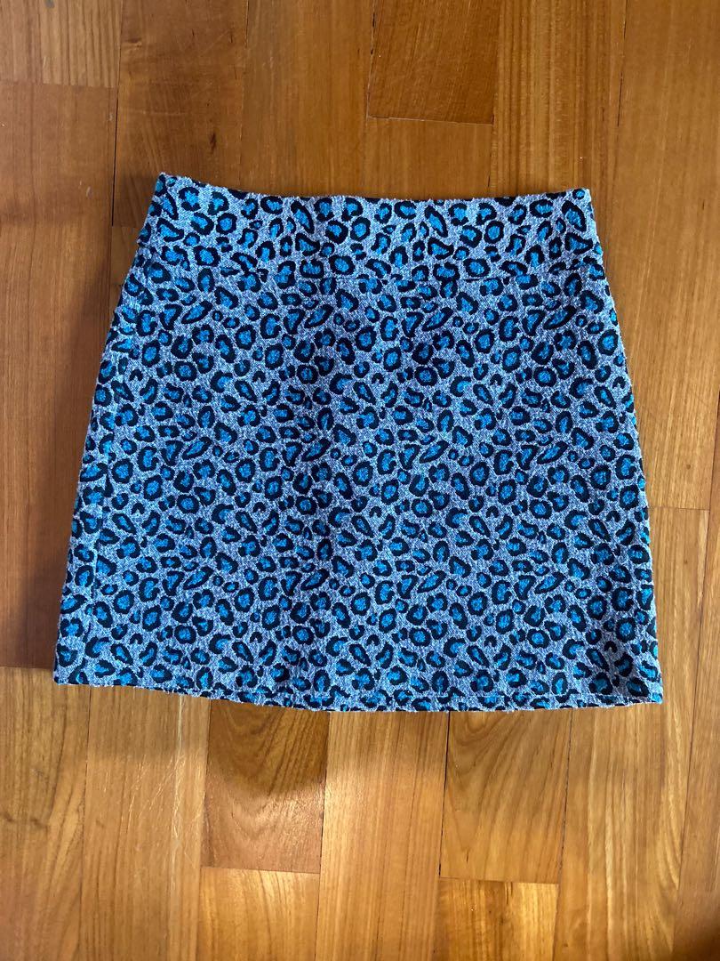 Topshop Leopard Print Multi Color Red Denim Skirt Size 10 - 76% off |  ThredUp