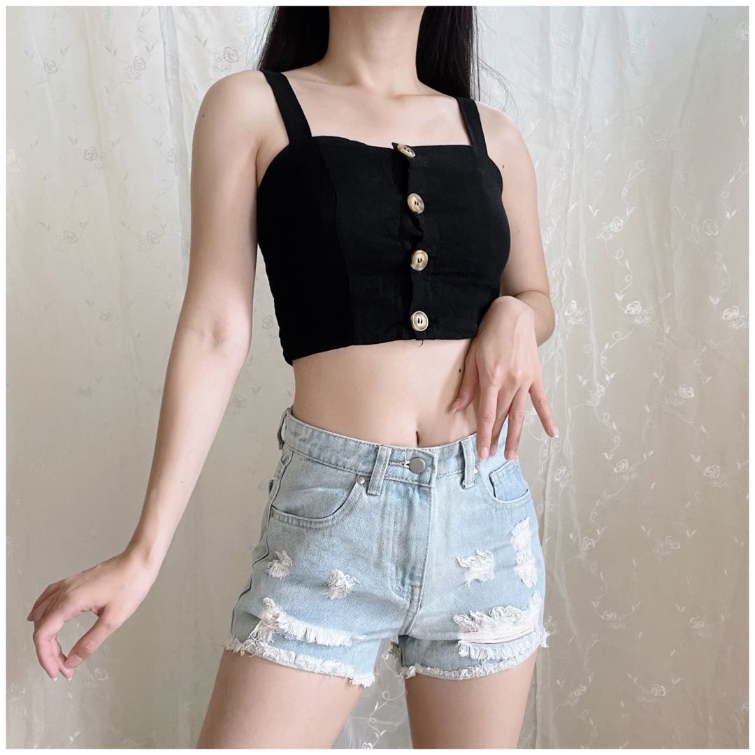 Light Blue Ripped Jeans High Waist 