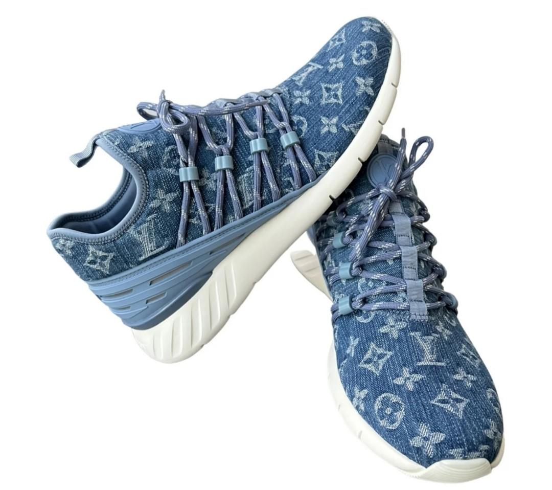 Louis Vuitton Mens Blue Monogram Denim Fastlane Low Top Sneakers