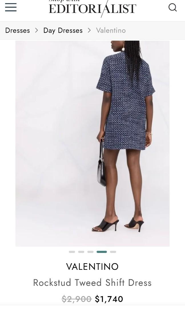LAB Stylish Navy Tweed Shift Dress Valentino Rockstud Look Alike