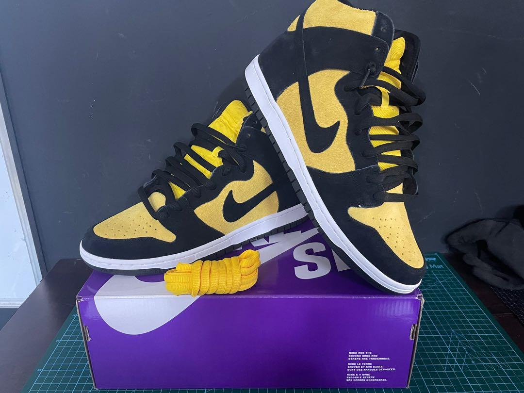 nike sb dunk high pro black & varsity maize