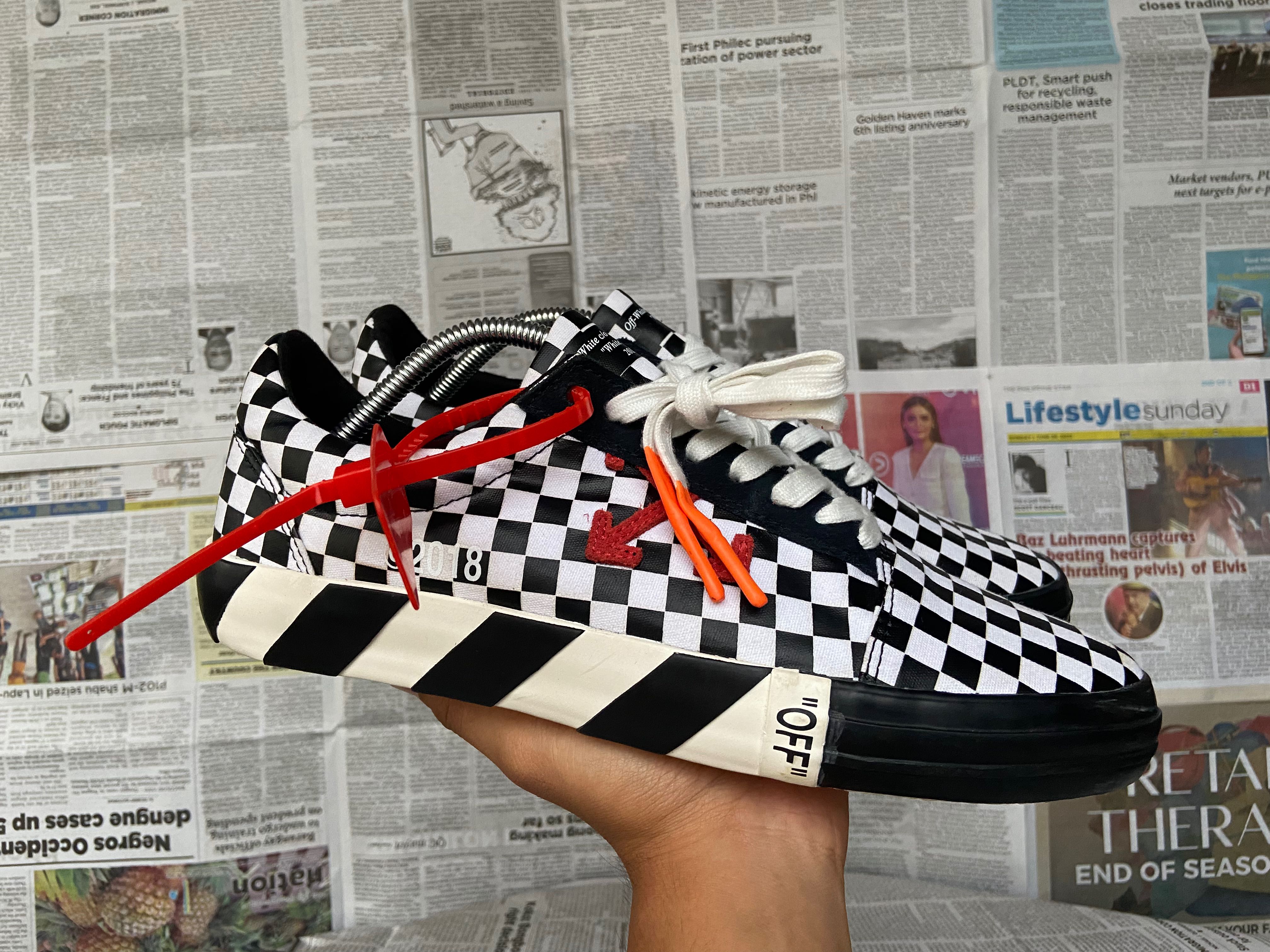OFF WHITE VULC LOW CHECKERBOARD Men s Fashion Footwear Sneakers on Carousell