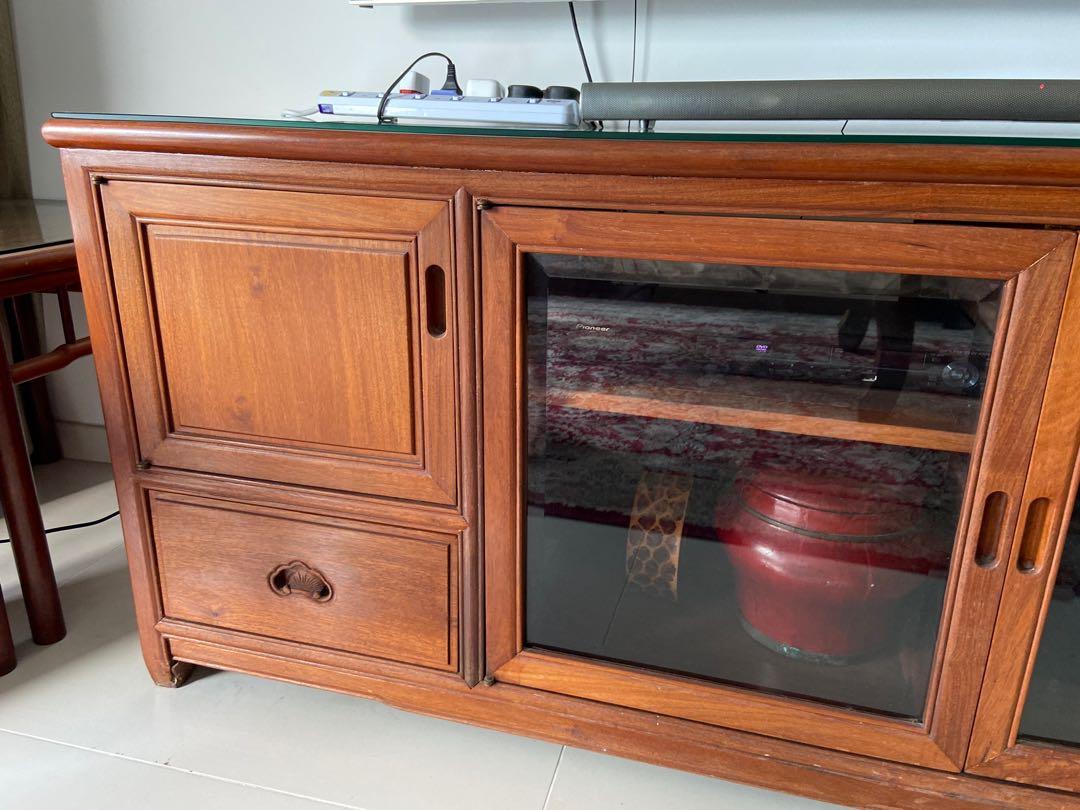 Oriental TV console (Red Sandalwood), Furniture & Home Living, Furniture, TV Consoles on Carousell