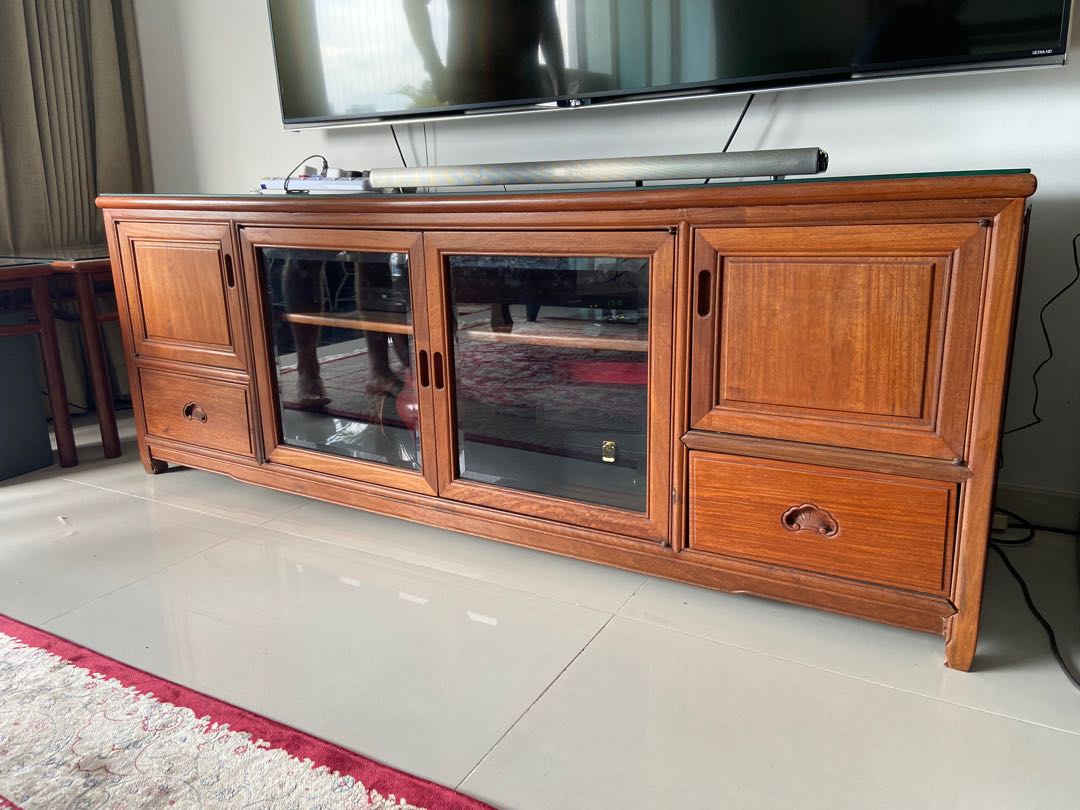 Oriental TV console (Red Sandalwood), Furniture & Home Living, Furniture, TV Consoles on Carousell