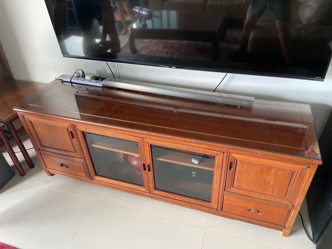 Oriental TV console (Red Sandalwood), Furniture & Home Living, Furniture, TV Consoles on Carousell