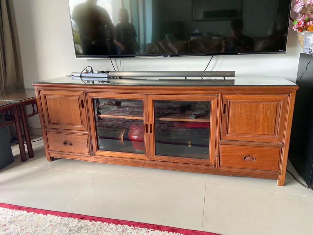 Oriental TV console (Red Sandalwood), Furniture & Home Living, Furniture, TV Consoles on Carousell