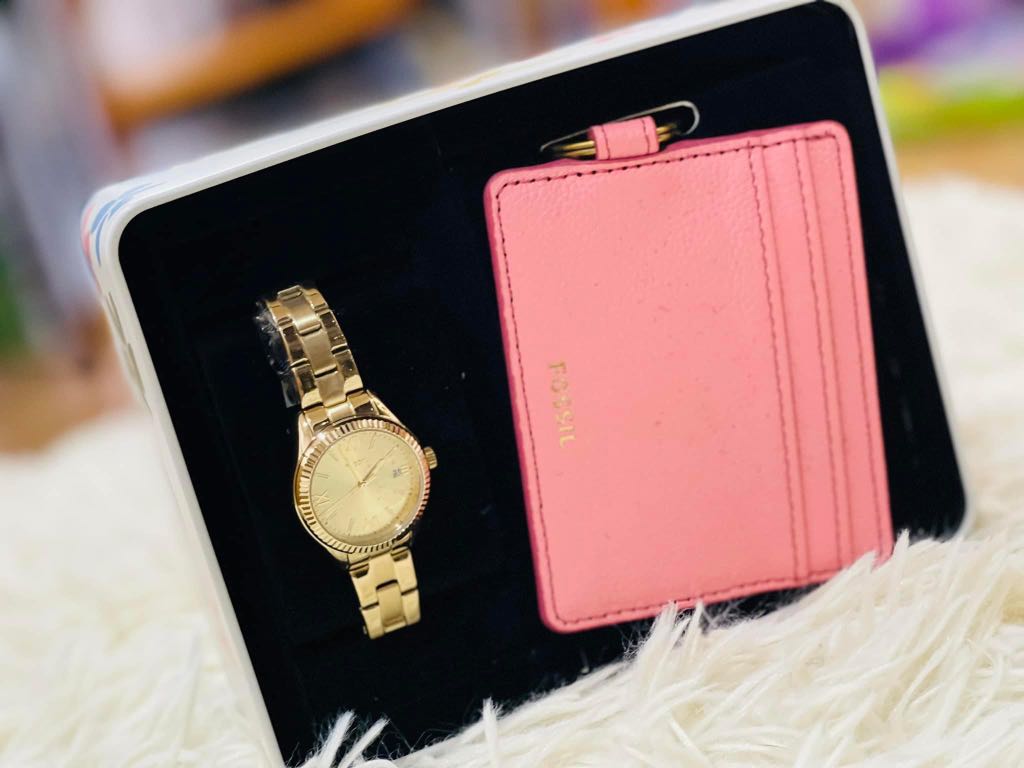 💯ORIGINAL FOSSIL WATCH PINK CARD HOLDER 