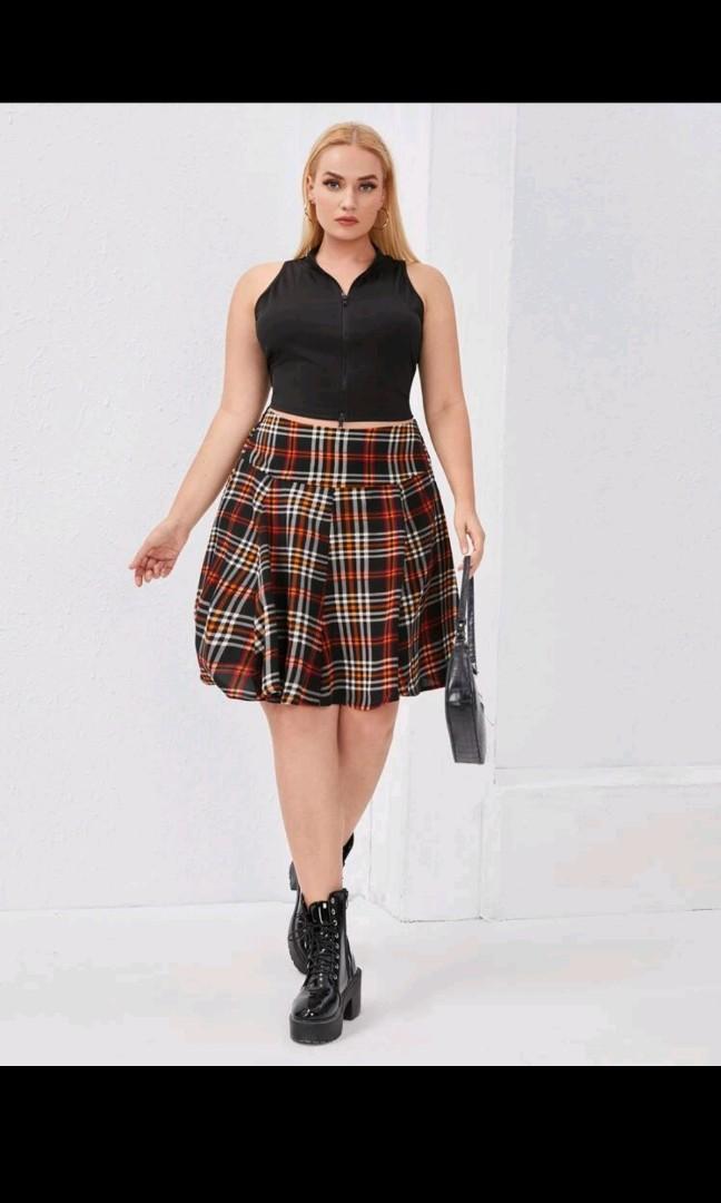 Checkered skirt hotsell plus size