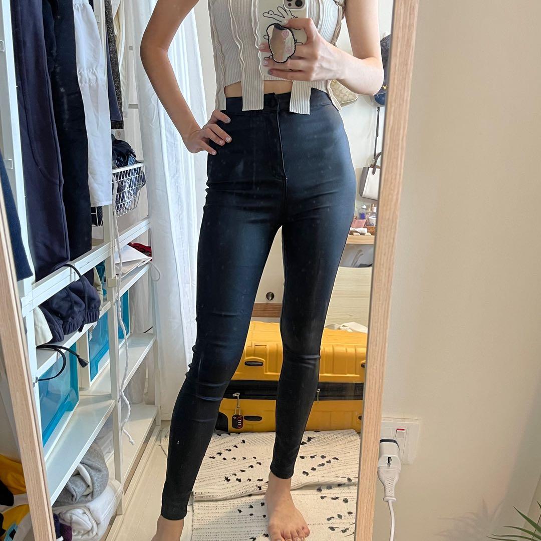 Pleather skinny jeans top