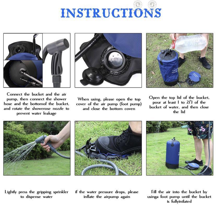 Portable outdoor water pressure shower camping picnic jerrycan water