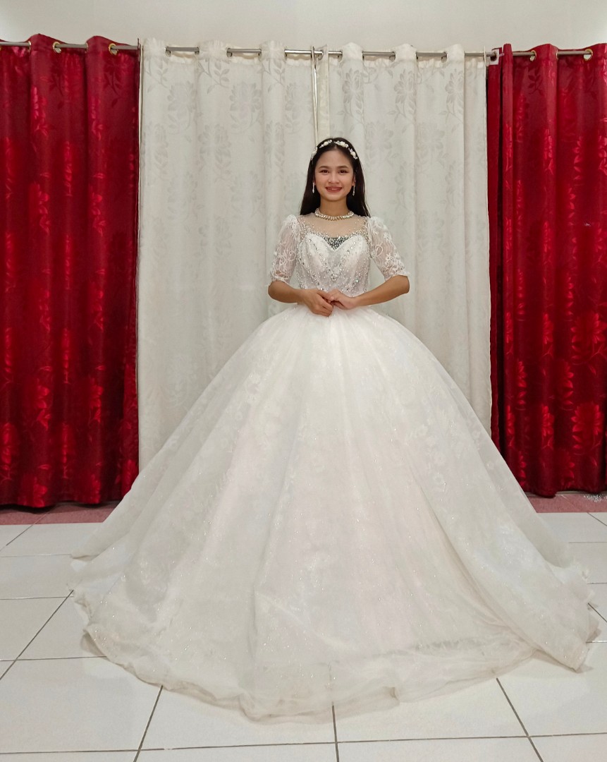 Puff Sleeve Wedding Gown, Women's 