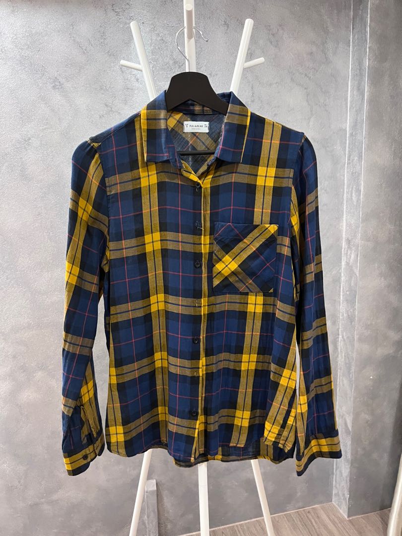 Pull & Bear Flannel Shirt, Men's Fashion, Tops & Sets, Formal Shirts on