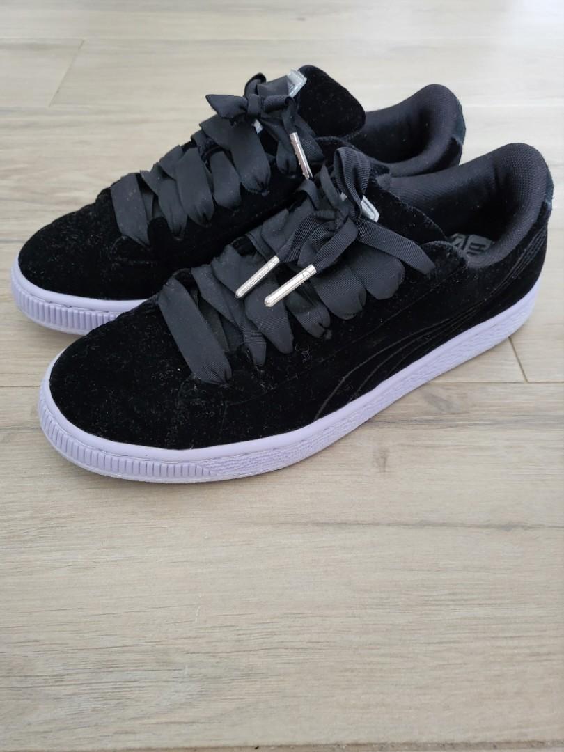 Puma black velvet shoes online