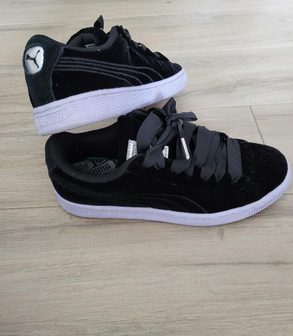 Puma black velvet shoes deals