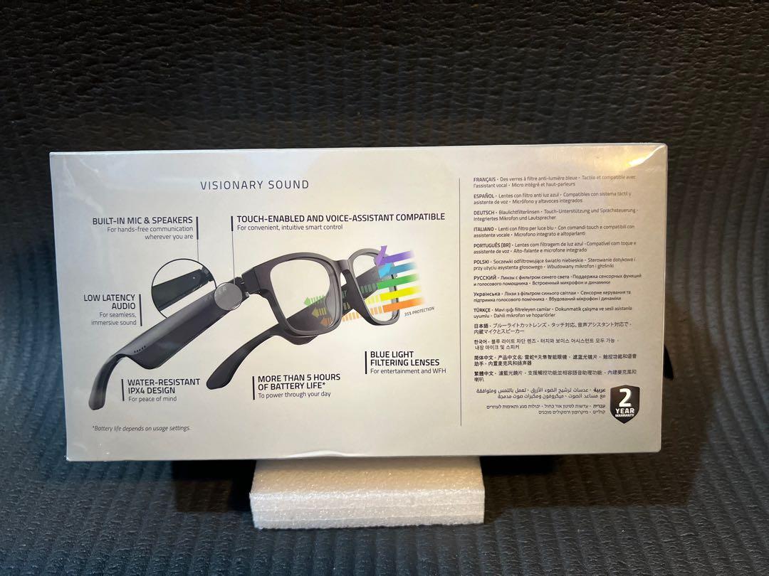 Razer Anzu Smart Glasses Rectangle Blue Light and Sunglass Lens Bundle