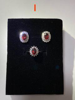 Red Garnet (High Quality) (Ring & Earring Set)红石榴石戒指和耳钉
